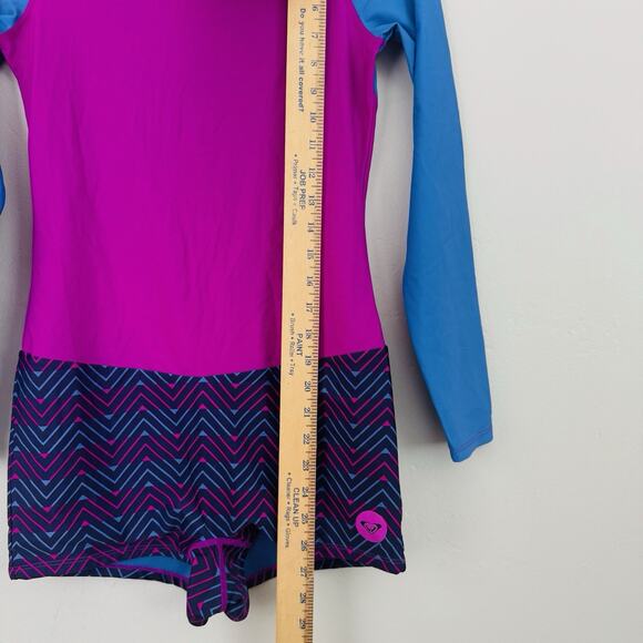 Roxy Girls Whole Body Blue And Purple Long Sleeve Rash Guard Size L - Picture 3 of 6